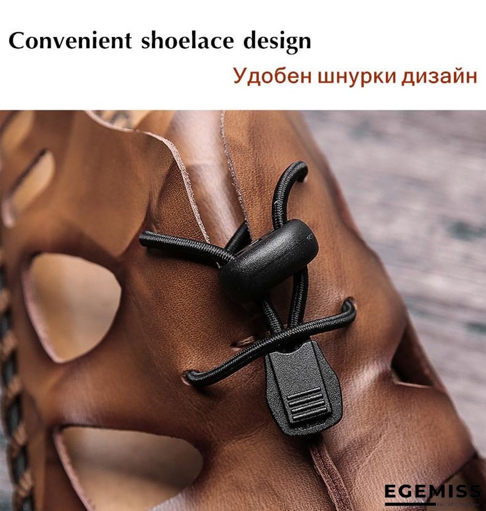 Men Breathable Genuine Leather Sandals Flats Fashion Casual Beach Shoes | EGEMISS