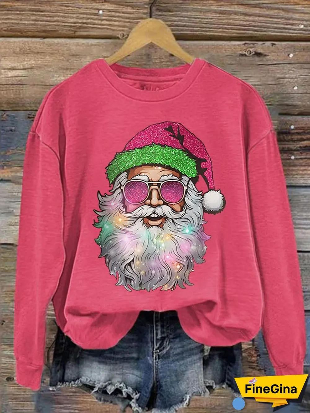 Women's Santa Print Sweatshirt