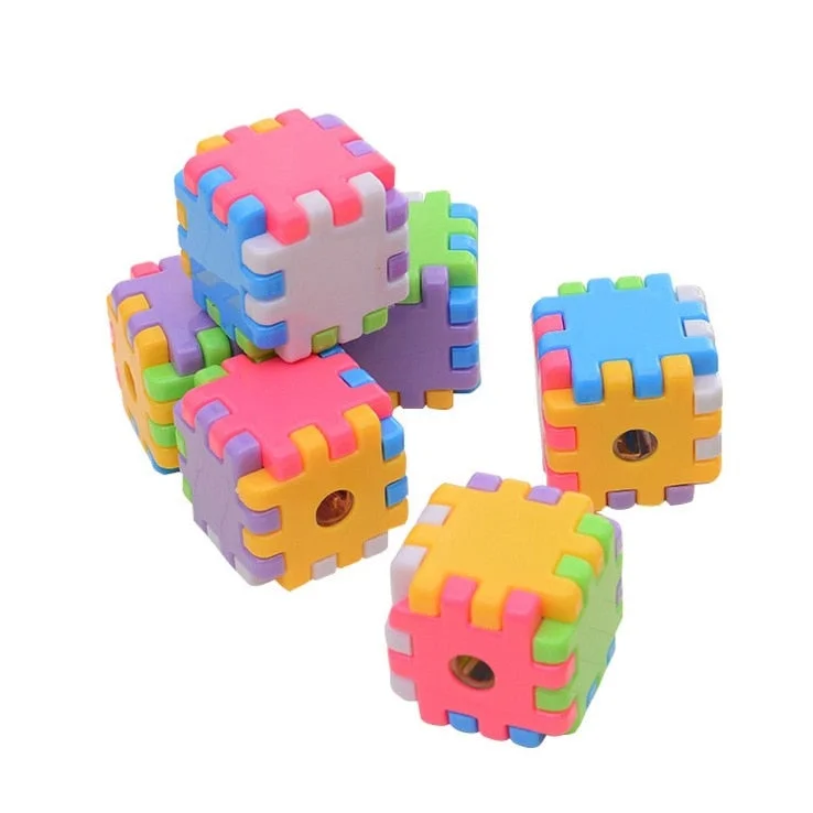 1 PCS Lytwtw's Kawaii Creative Blocks Pencil Sharpener Stationery School Office Supplies Novelty Kid Rubik's Gift Cube Funny Toy