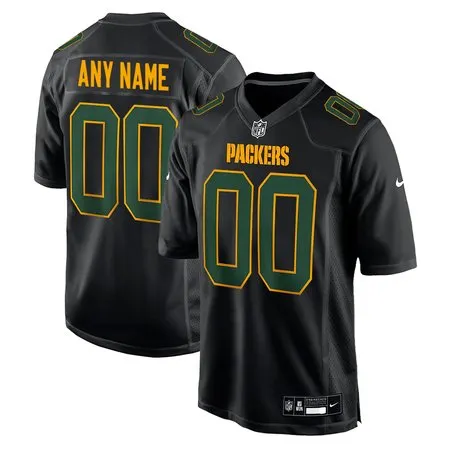 Men's Green Bay Packers Custom Carbon Black Fashion Game Jersey