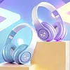 Light-Up Wireless BT Headphones Rechargeable Kawaii Wireless BT5.3 Headset Gradient Color HiFi Stereo Gaming Earphones for Home Office School Outdoor Travel