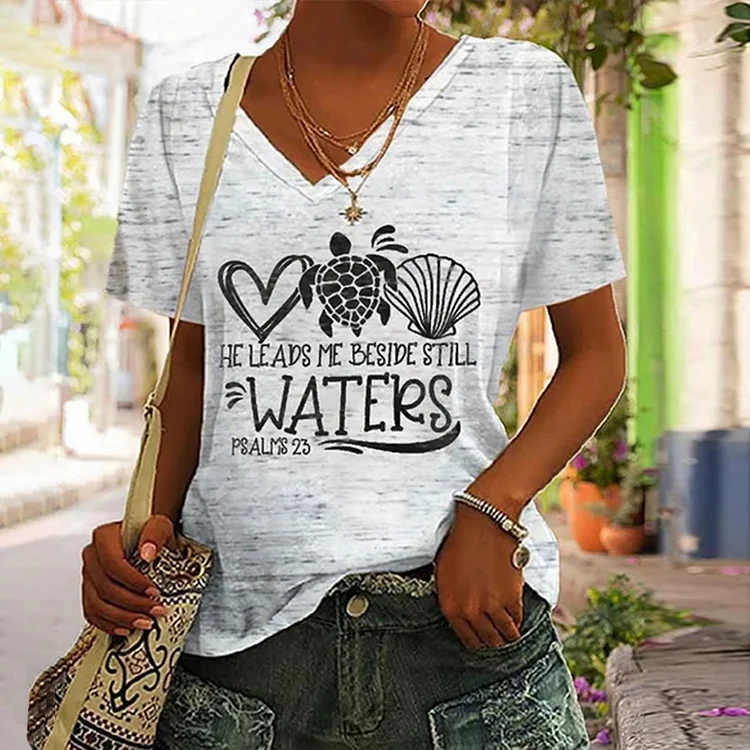 Turtle Vacation Ladies Print Casual T-Shirt