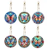 6Pcs Diamond Art Keyring Set Double Sided Cartoon Special Shaped (Butterfly)