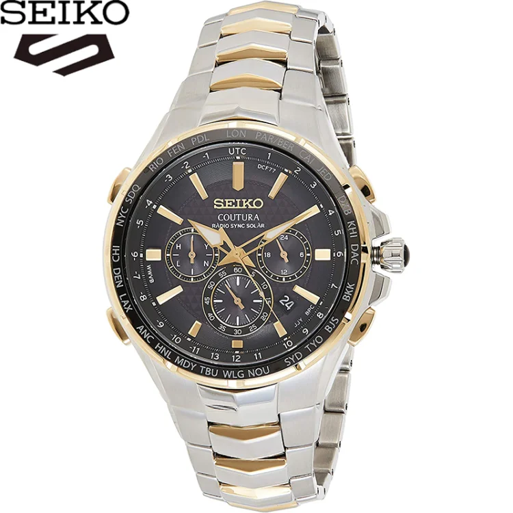 Męski chronograf słoneczny ze stali nierdzewnej Seiko jest dostępny w trzech wersjach