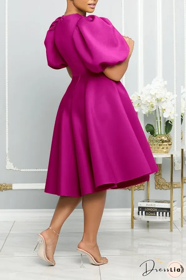 Bubble Short Sleeve Flare Midi Dress