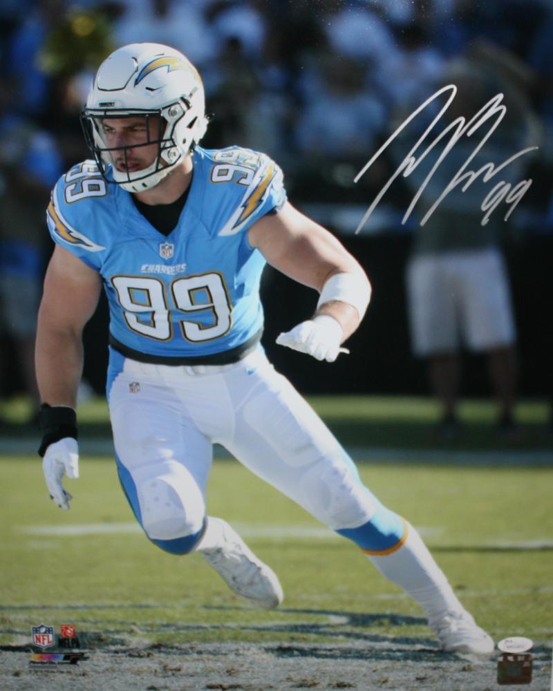 Joey Bosa Autographed San Diego Chargers 16x20 On Field PF Photo Poster painting *Silver- JSA Wi