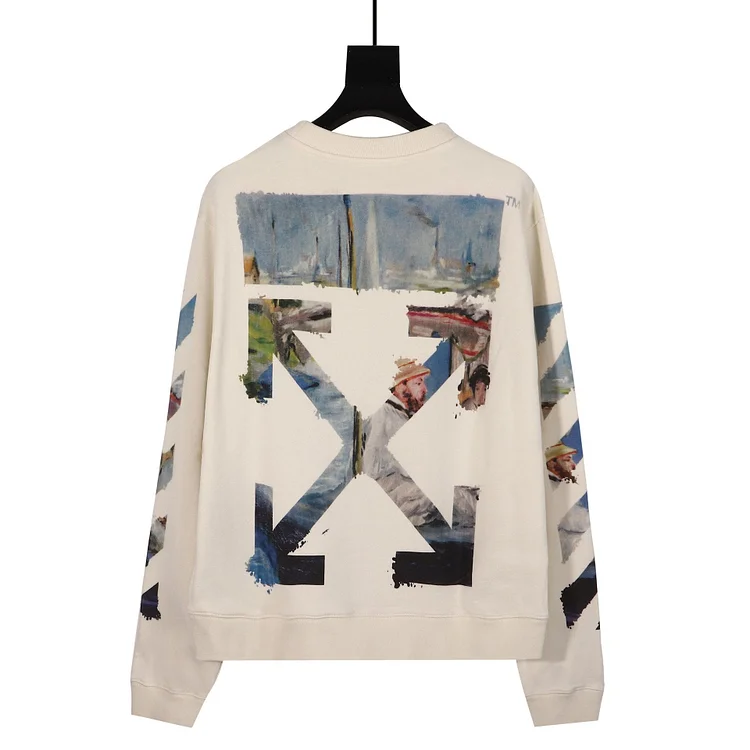 Off White Arrow Crew Neck Pullover Sweatshirt Male And Female Large Size Leisure Owt