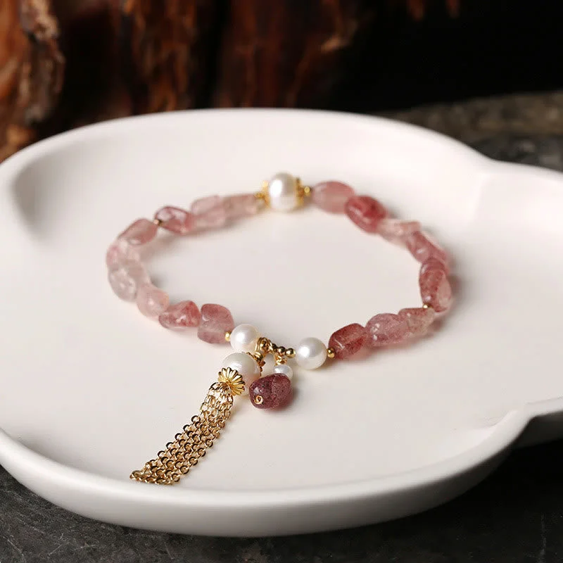 Strawberry Quartz Pearl Love Healing Bracelet