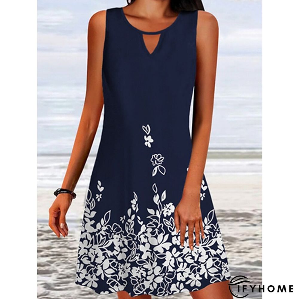 Women's Casual Dress Tank Dress Summer Dress Floral Print Crew Neck Mini Dress Active Basic Outdoor Daily Sleeveless Loose Fit Black White Wine Spring Summer S M L XL XXL | IFYHOME