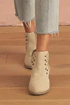 Women's Elegant Cut Out Suede Pointed Toe Heeled Ankle Boots