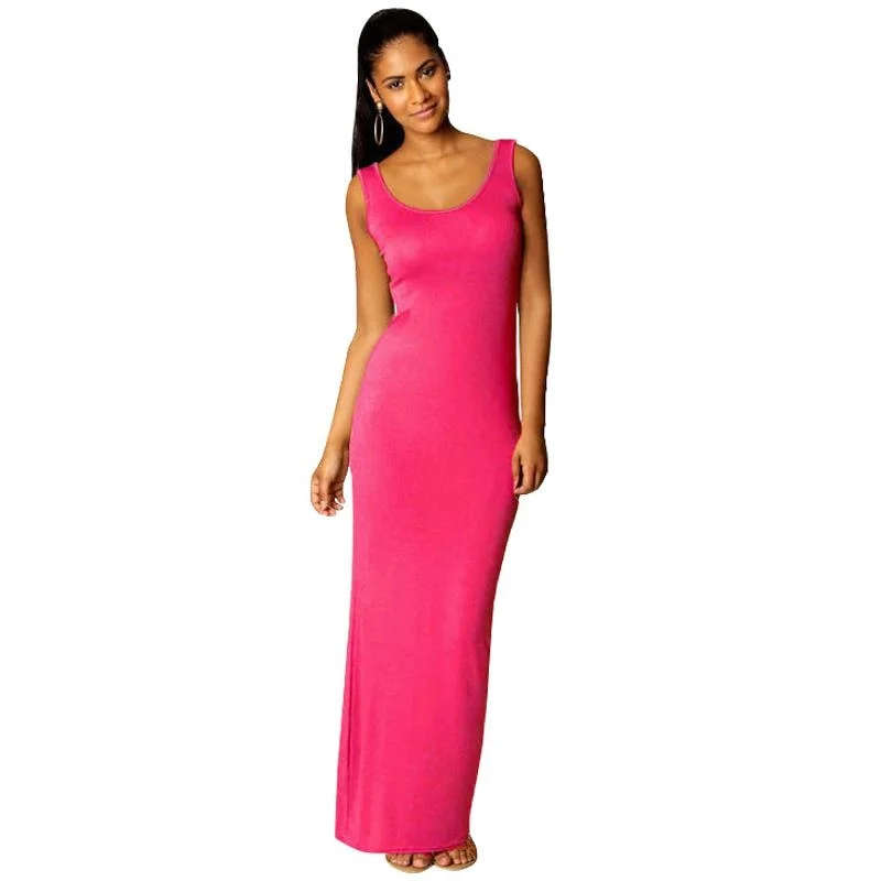 2020 Spring Summer Elegant Party Sexy Long Dress Women Clothes O-neck Sleeveless Slim Ladies Dresses Plus Size  Maxi Dress Femme