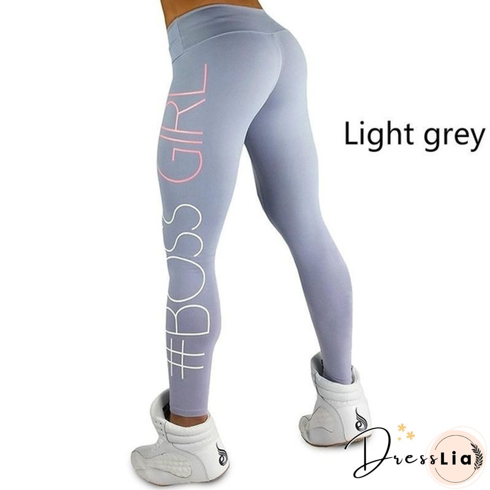 New Women's Pants Boss Girl Tight Package Hip Printing Yoga Leggings