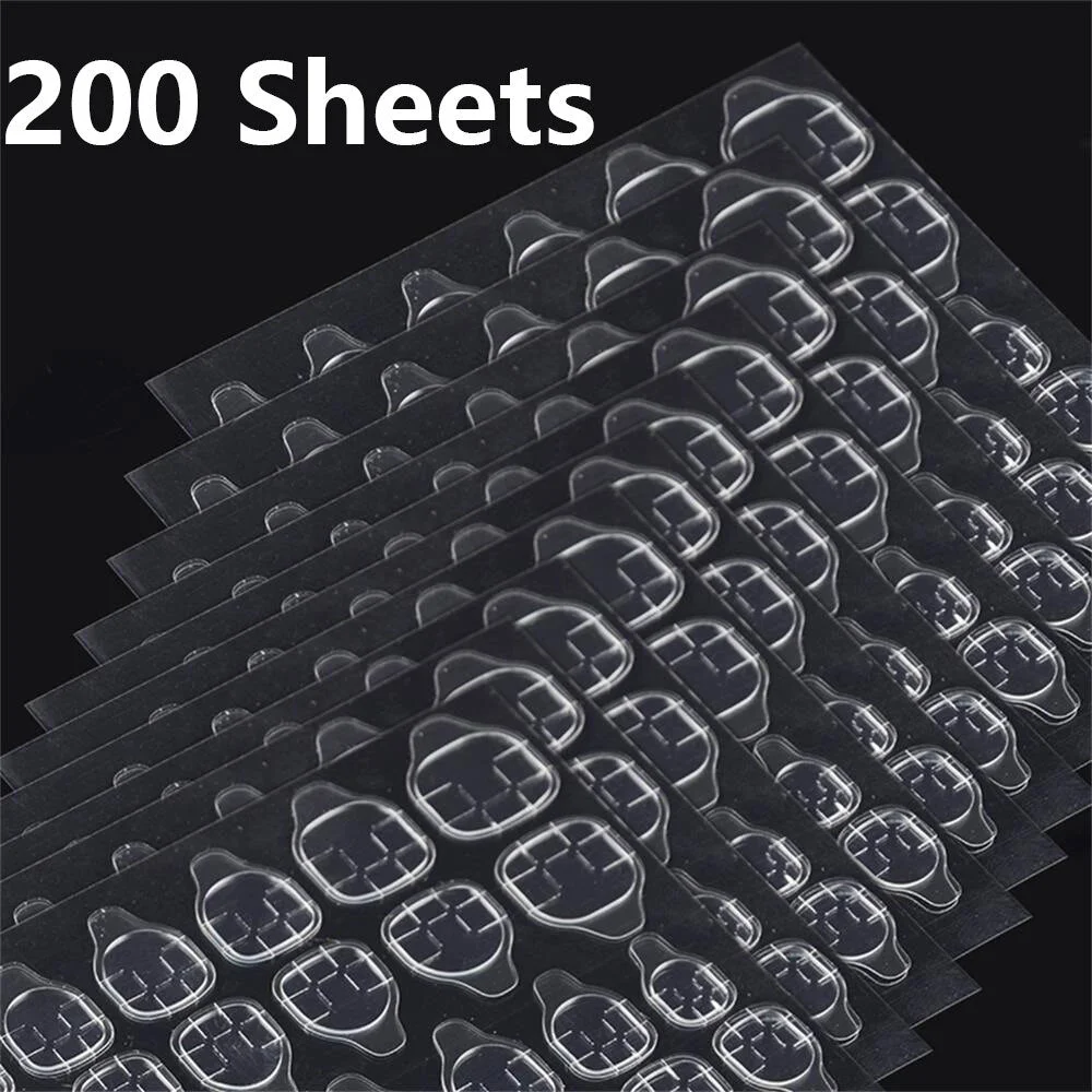 50/100/200Sheets Double Sided False Nail Art Adhesive Tape Glue Sticker DIY Tips Fake Nail Acrylic Manicure Gel Makeup Tool-Nail Inspo