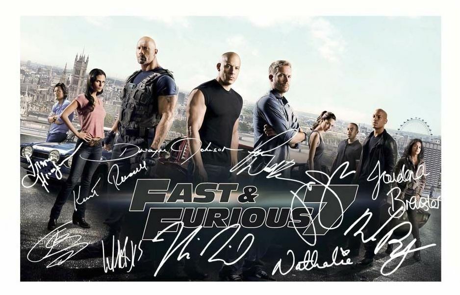 FAST & FURIOUS 7 CAST AUTOGRAPH SIGNED Photo Poster painting POSTER