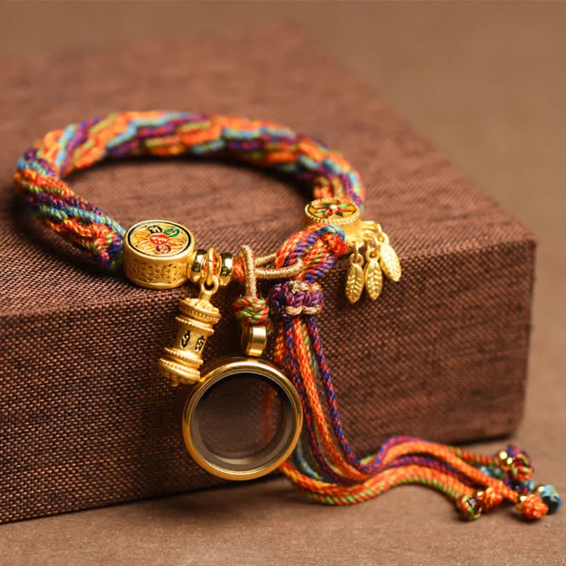 Tibetan Om Mani Padme Hum Dreamcatcher Luck Colorful Reincarnation Knot String Bracelet