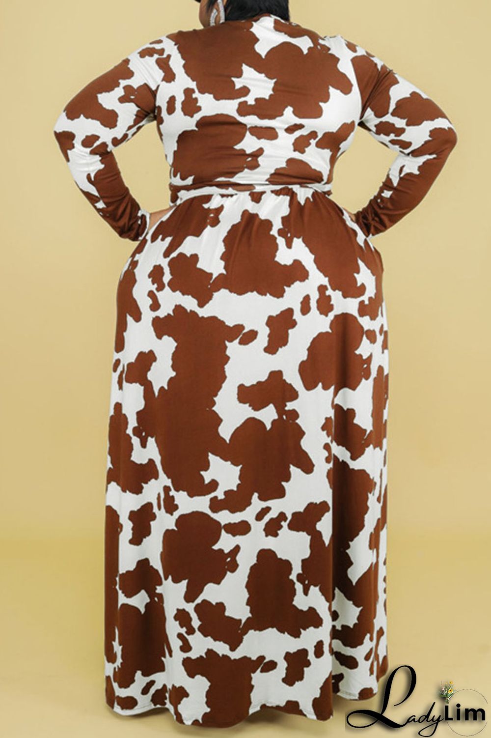 Burgundy Casual Print Bandage Patchwork V Neck Straight Plus Size Dresses