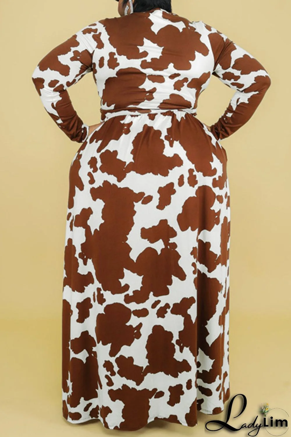 Burgundy Casual Print Bandage Patchwork V Neck Straight Plus Size Dresses