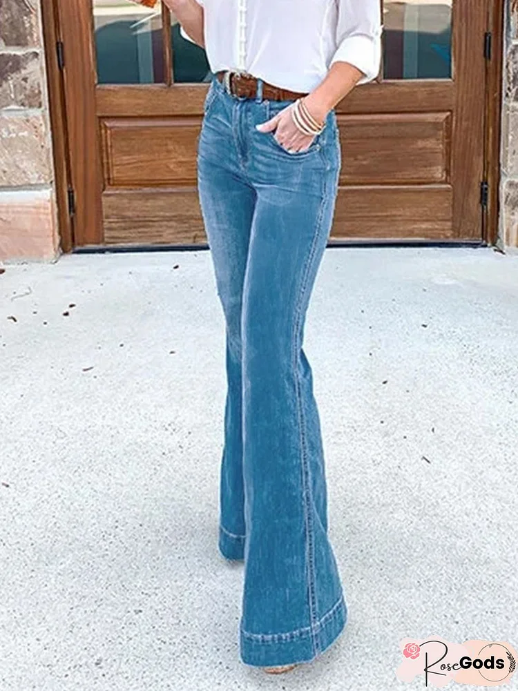 70S High Waist Stretchy Bell Bottom Jeans