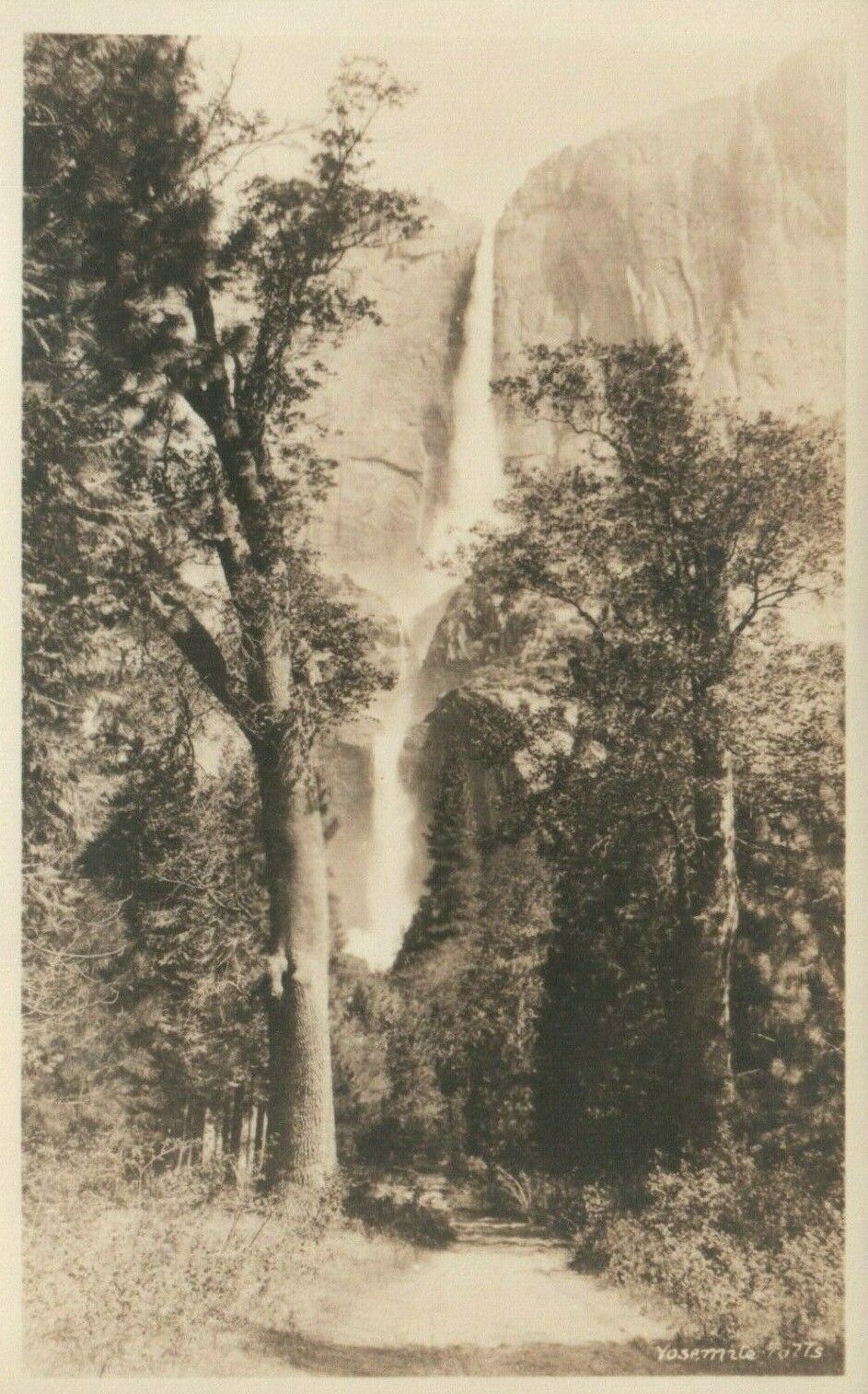 Vintage Yosemite Falls Sephia Real Photo Poster painting Postcard Unused