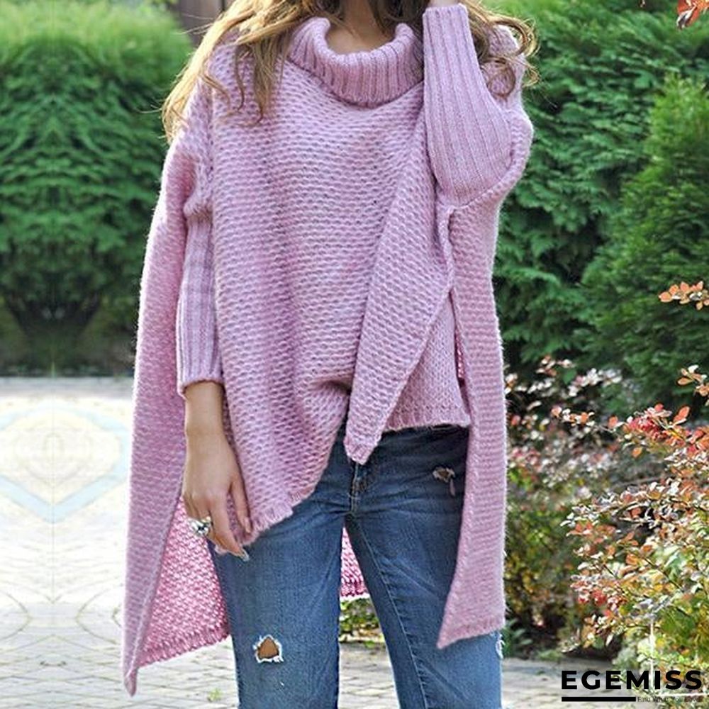 Irregular Solid Color High Neck Sweaters | EGEMISS