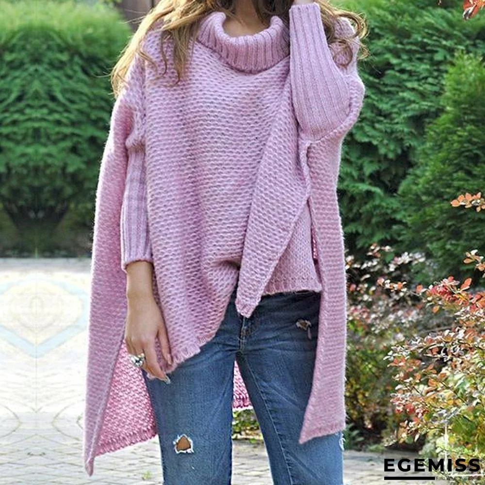 Irregular Solid Color High Neck Sweaters | EGEMISS