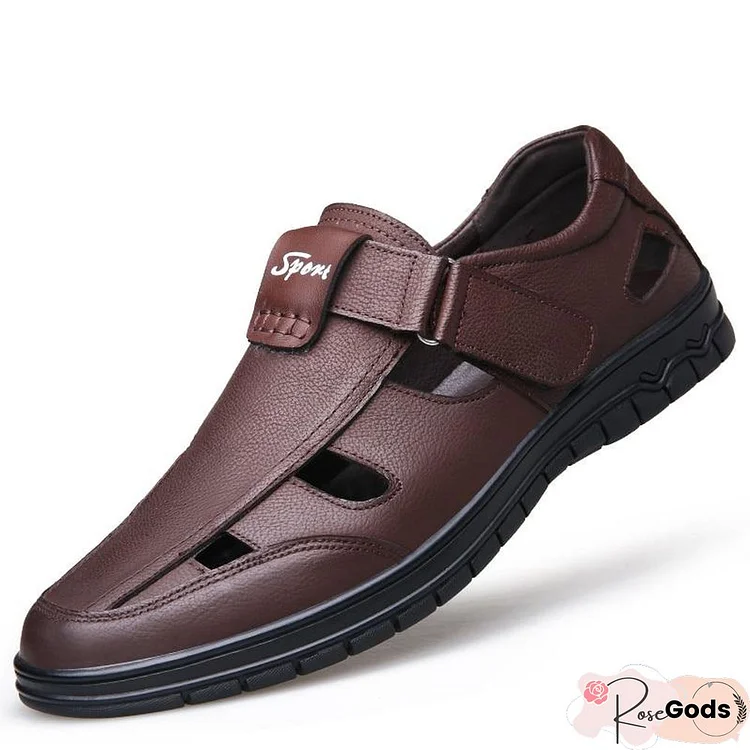 Men Fashion Genuine Leather Summer High Quality Brand Sandals Causal Shoes Outdoor Waterproof