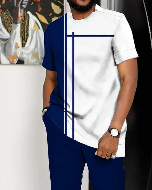 Men's Art Print Short Sleeve Suit 227