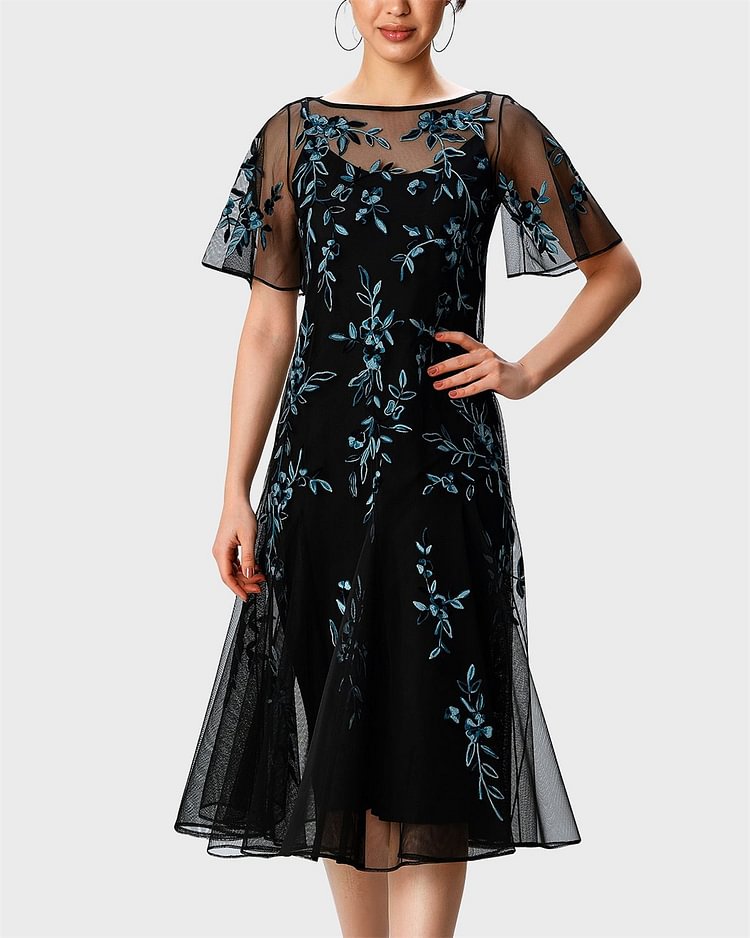 Women's Solid Color Embroidery Dress