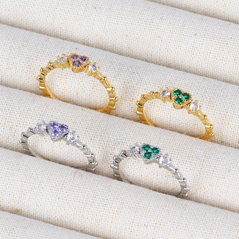 IG Style Women Crown Heart Circle Copper Electroplating Rings