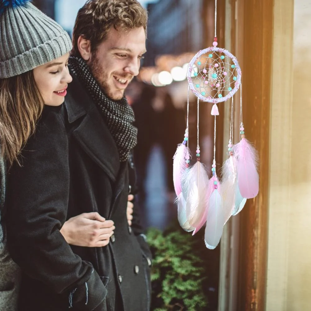 Hollow Wind Chimes Handmade Dreamcatcher Feather Pendant Wall Hanging Decor