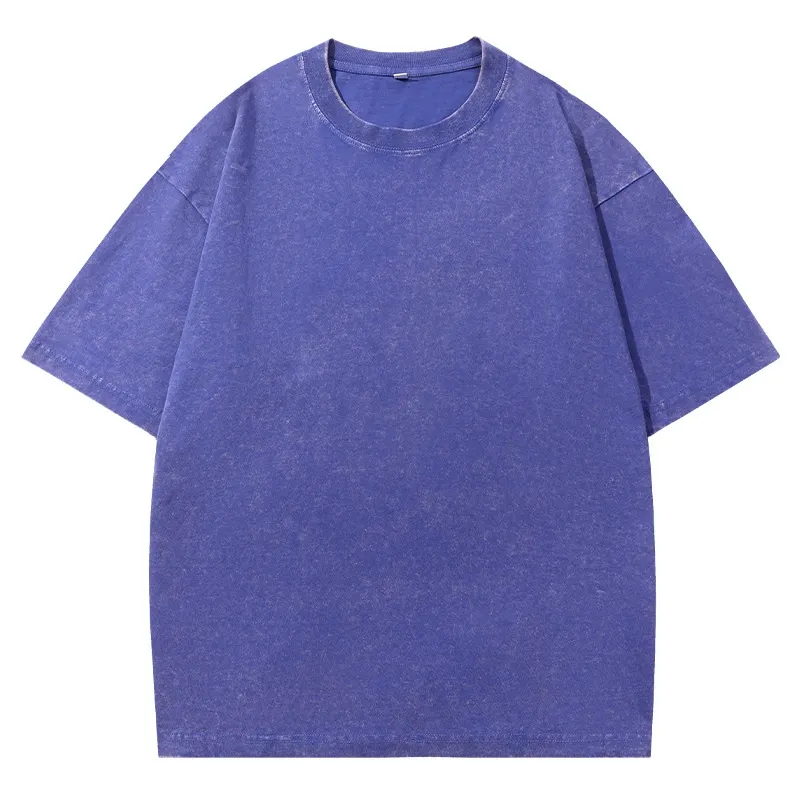 2026 Vintage Washed Men’s Short Sleeve T-Shirt Retro Streetwear INS Style Solid Color Loose Fit Tee