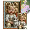 Girl Cat-11CT Stamped Cross Stitch 40*65cm (Big Size)