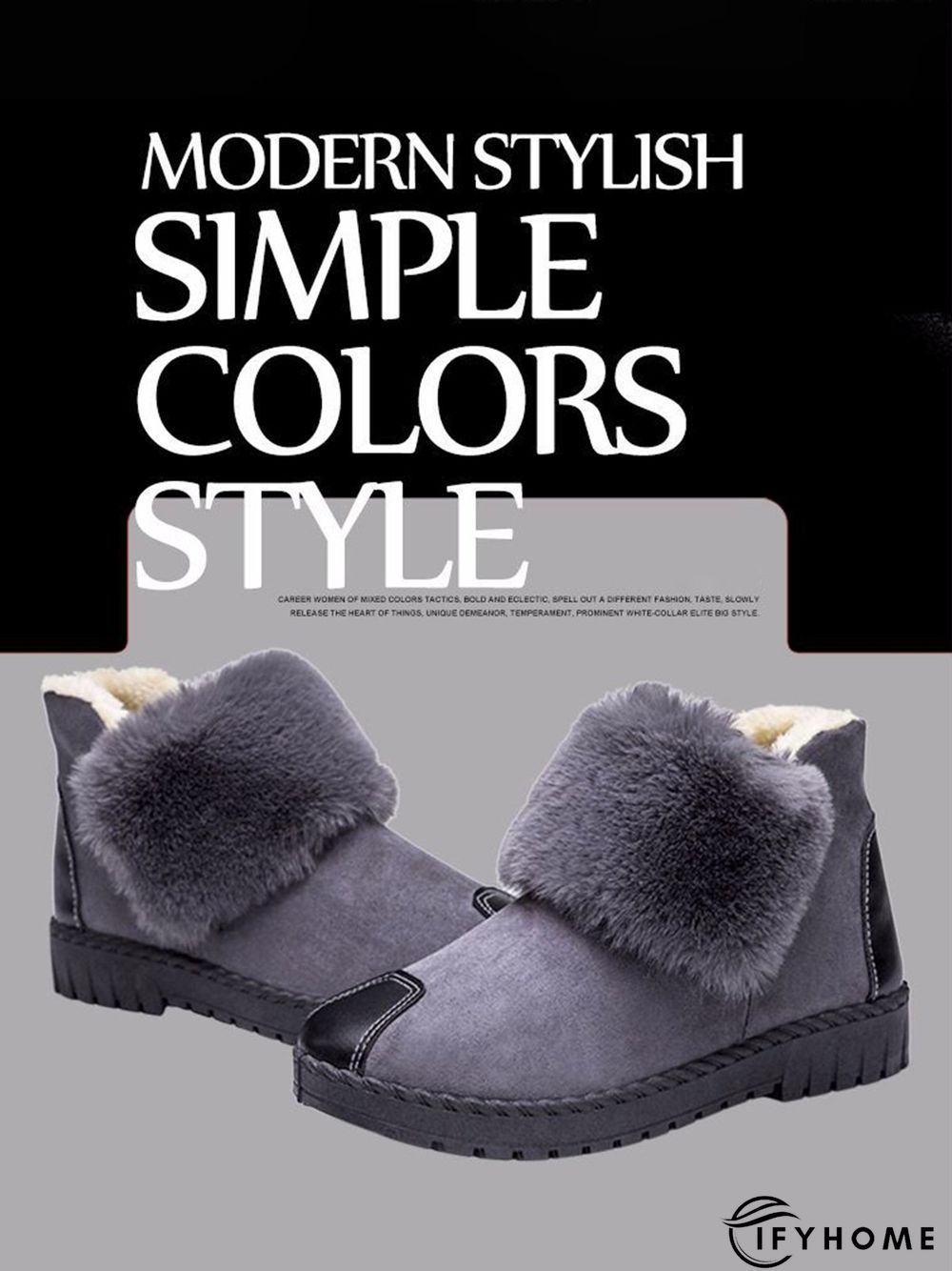 Casual Anti-collision Stitching Plush Warm Snow Boots | IFYHOME