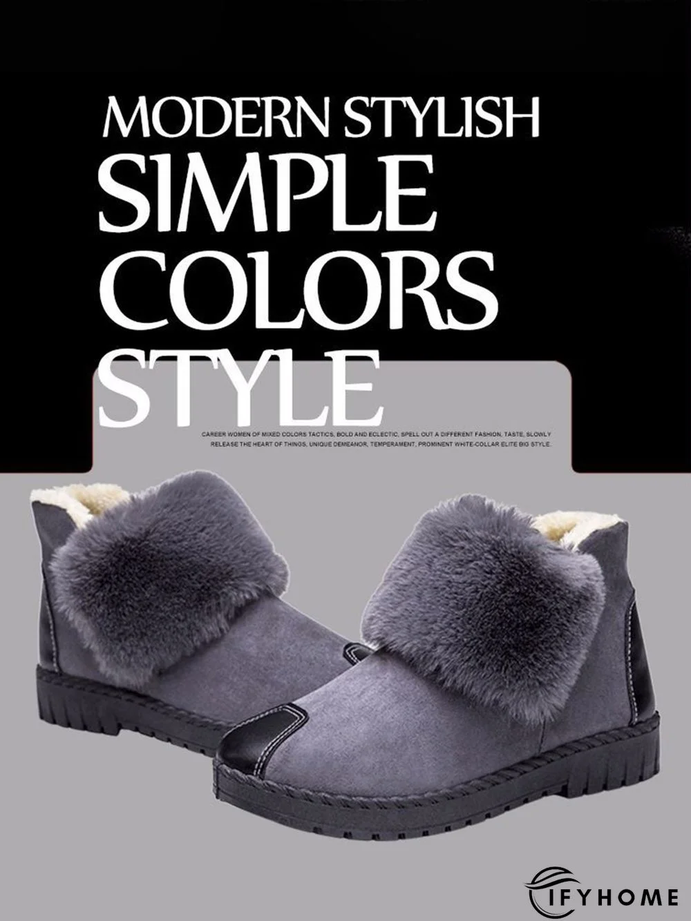 Casual Anti-collision Stitching Plush Warm Snow Boots | IFYHOME