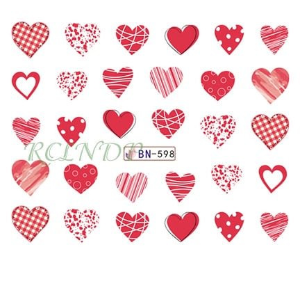 Nail sticker art decoration slider love heart adhesive design Water decals manicure lacquer accessoires polish foil