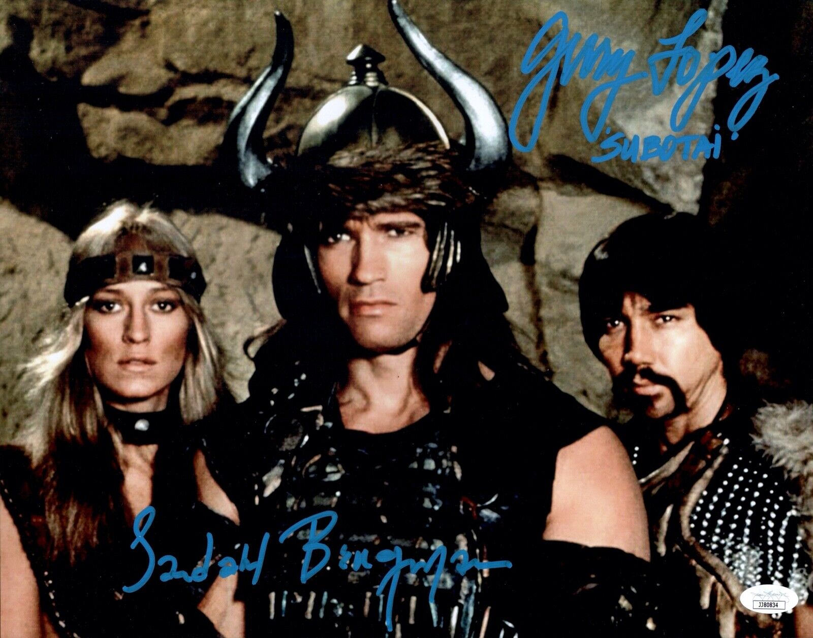 SANDAHL BERGMAN & GERRY LOPEZ Signed CONAN THE BARBARIAN 11x14 Photo Poster painting JSA COA