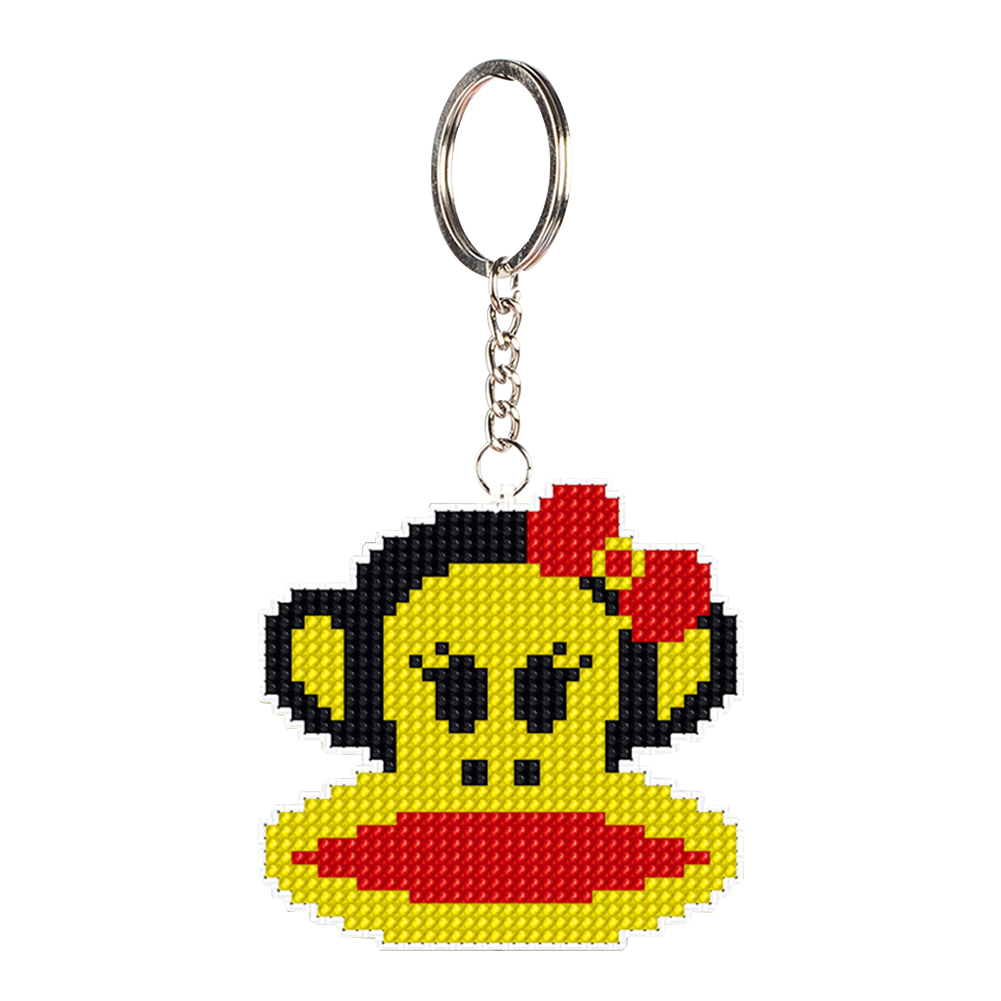 

Big Mouth Monkey With Bowknot - Bead Embroidery Cross Stitch - Keychain, 501 Original