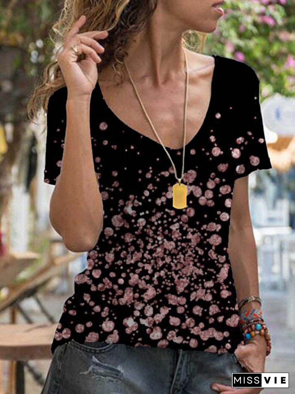 Casual Cotton-Blend Short Sleeve T-shirt