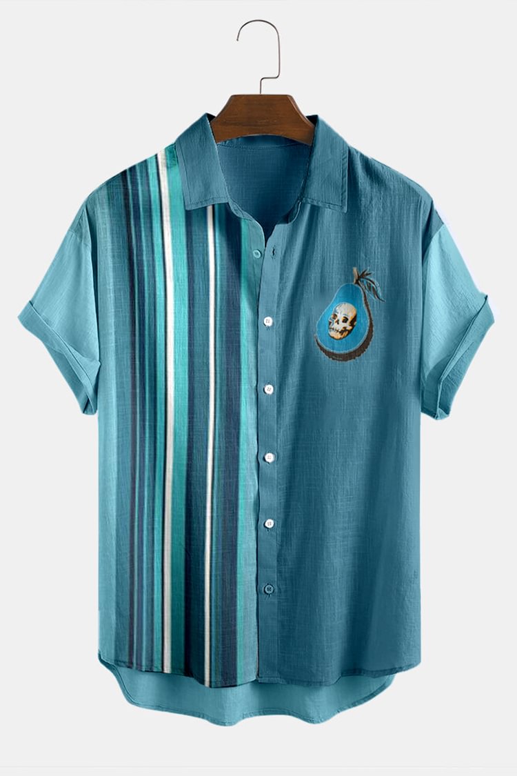 Men's Asymmetrical Blue Beach Shirt