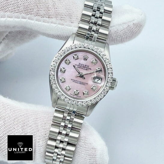 Rolex Datejust Diamond Bezel & Dial Replica between the fingers