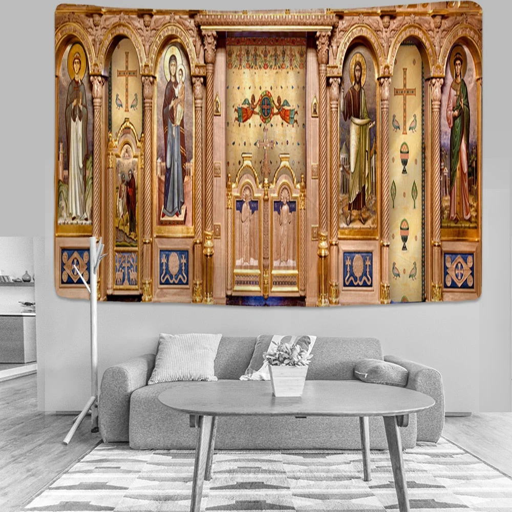 Vienna Christian Church Tapestry Home Boho Decor Witchcraft Wall Art Mural Drop Wall Cloth Christ Lord Angel Wall Tapestry