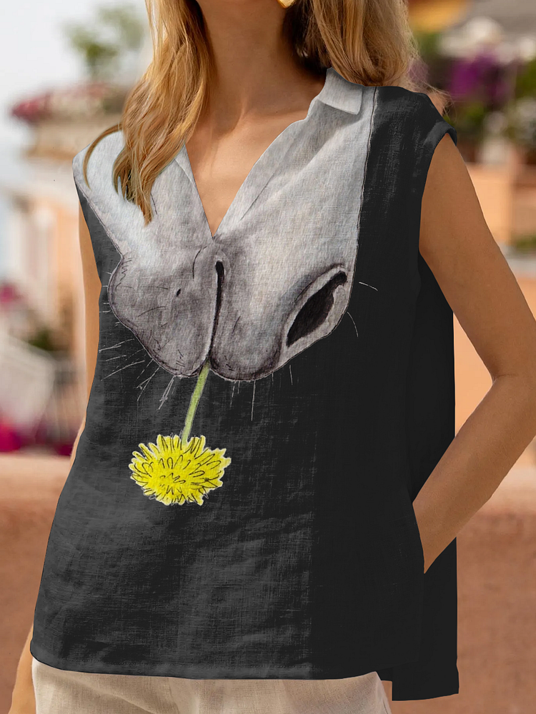 Horse Art Print Cotton and Linen Tops