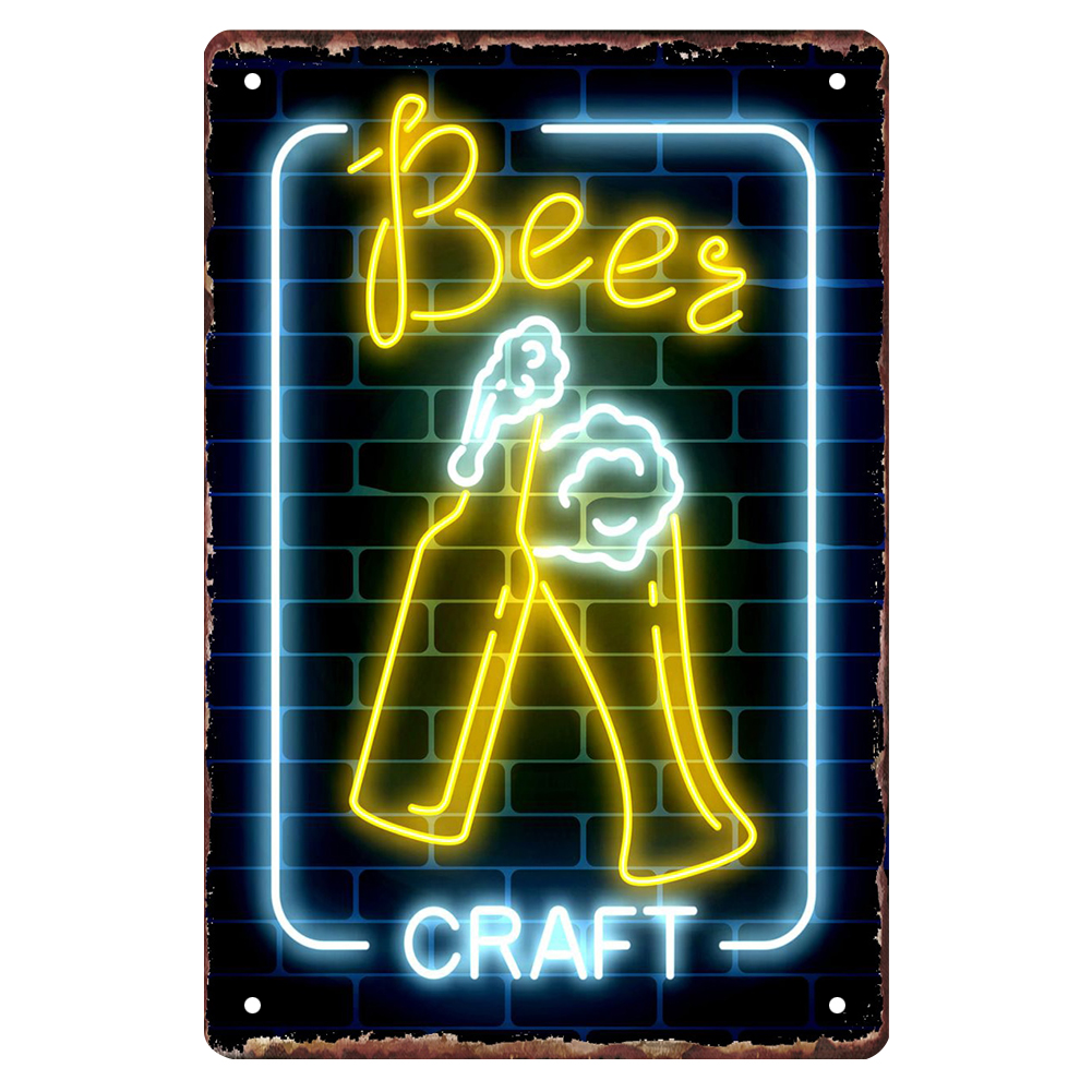 Neon Beer - Vintage Tin Signs - （8*12Inch)
