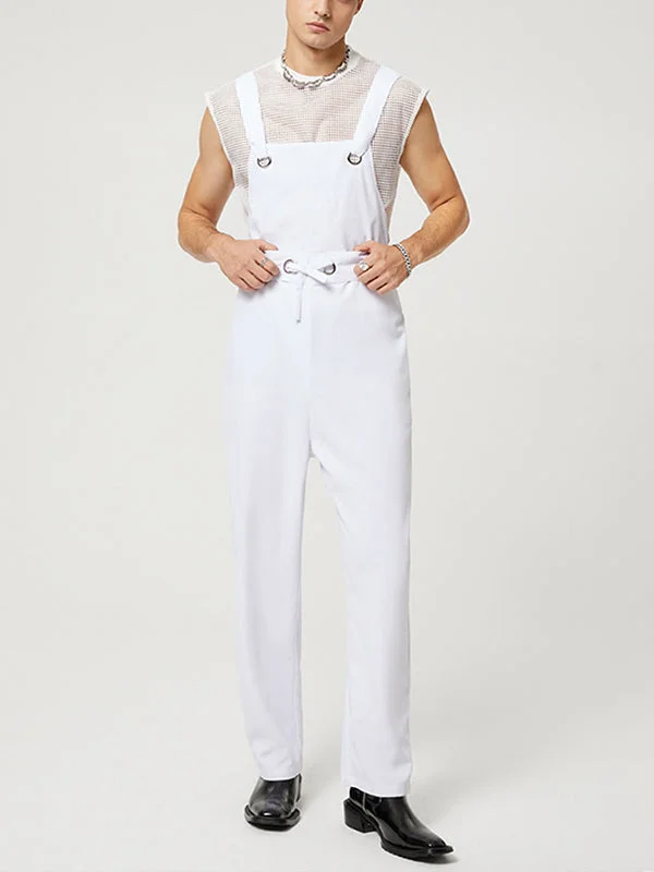 Aonga - Mens Eyelet Belted Tie Knot Overalls Jumpsuit J