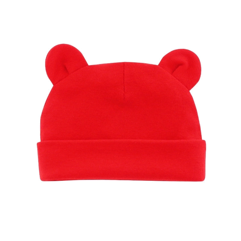 New Infant Fetal Cap Newborn Head Cap Solid Color Ear Hat Boys And Girls Baby Hat A54