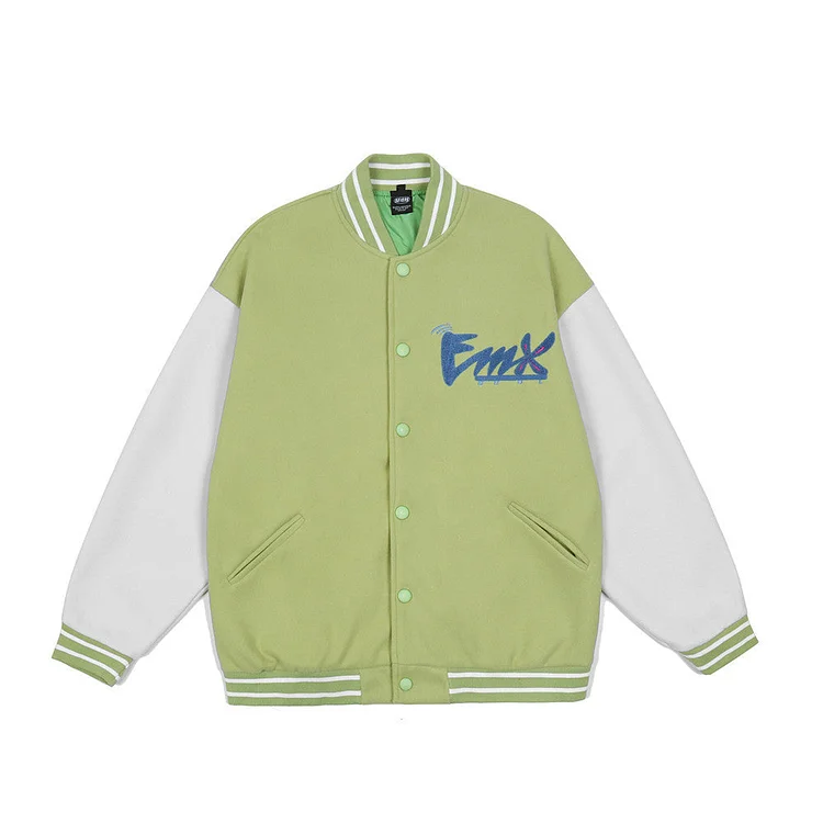 Letterman Jacket Outfit Senior Jackets Varsity Baseball Coat Printed Baseball Uniform Color Contrast Patchwork Loose