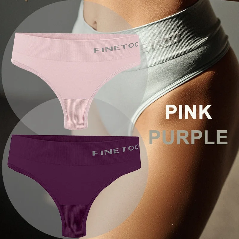 FINETOO 2PCS/Set Women Lingerie M-2XL Bodyshaper Gstring Panties High Waist Seamless Tummy Control Panty Underwear Female Thong