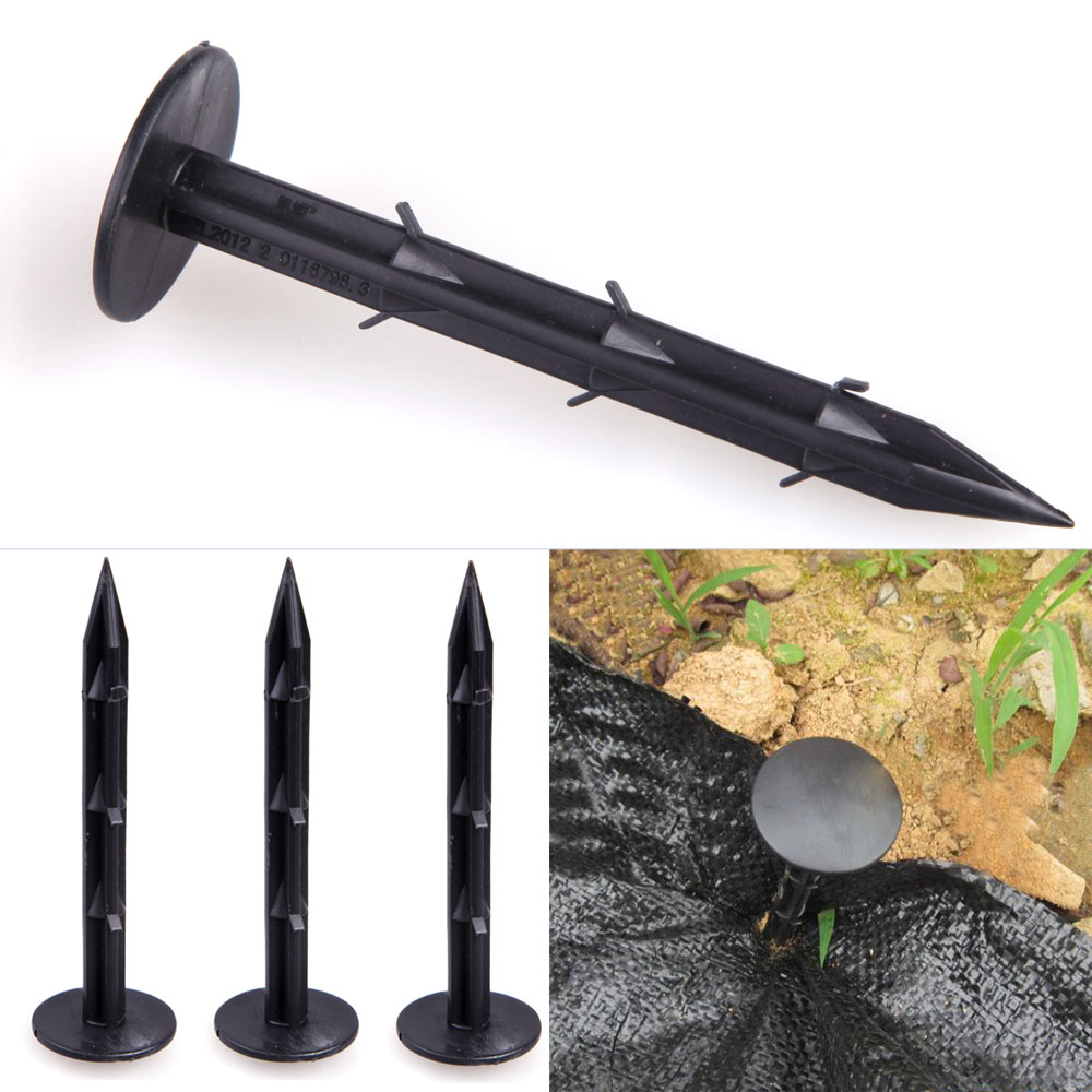 

10 Pcs Black Plastic Mulch Film Mulching Nail Gardening Fixing Tools, 501 Original