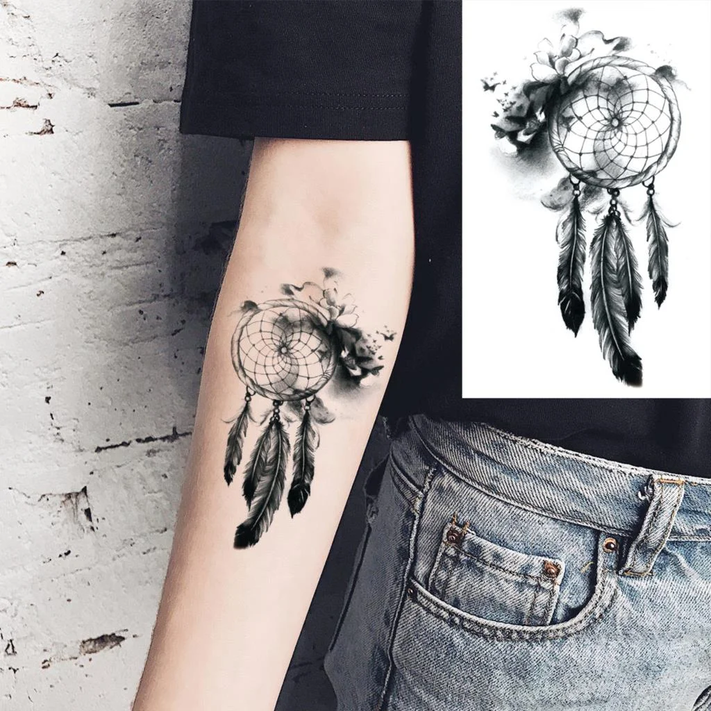 Black Whale Fashion Arm Temporary Tattoos For Women Girl Butterfly Swallow Fake Tattoo Sticker Body Art Waterproof Tatoo Sticker