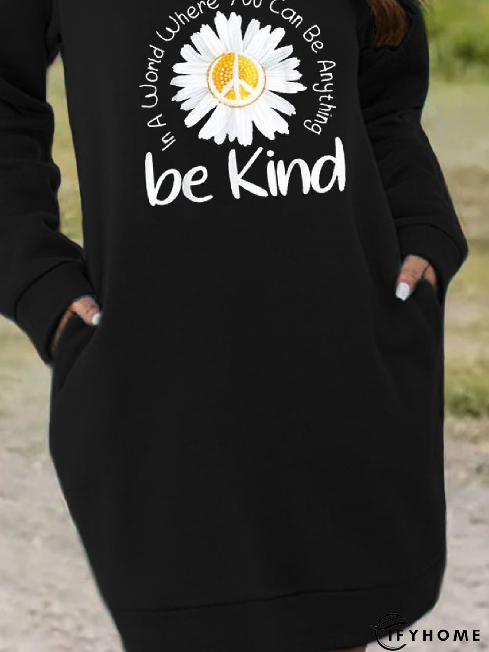 Casual Floral Long Sleeve Knitting Dress | IFYHOME